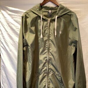 Element Hooded Windbreaker Jacket Mens XL Olive Green 100 % Polyester Lightweigh
